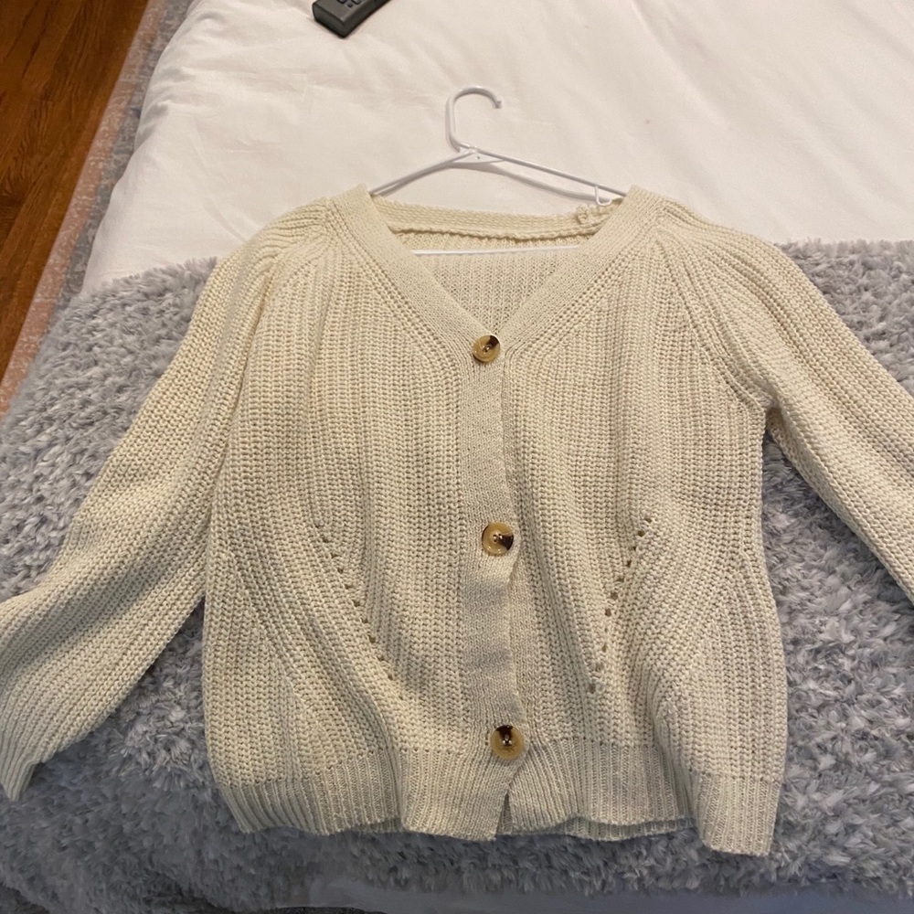 Boutique crop button down sweater